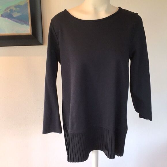 NEW Land’s End PLEATED tee top Small black - Picture 1 of 8